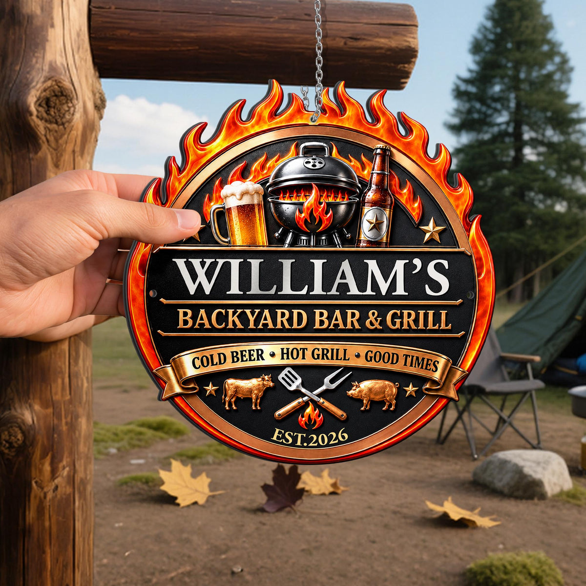 My Backyard Bar & Grill, Personalized Metal Sign, Gift For Dad And BBQ Lovers - 6