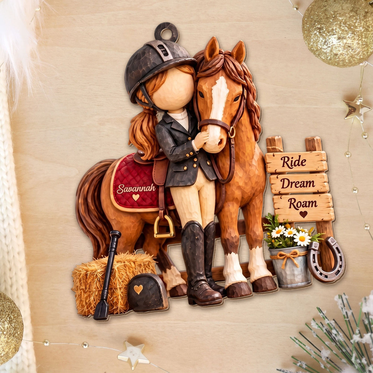 Ride Dream Roam, Personalized Custom Wood Ornament, Gift For Horse Lovers - 1