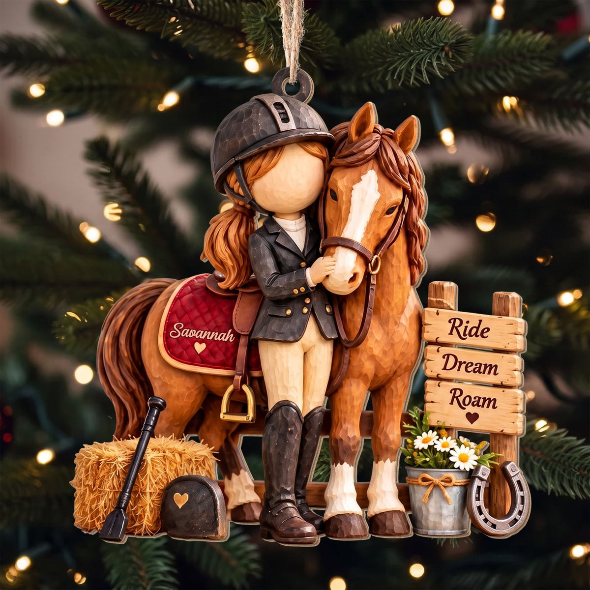 Ride Dream Roam, Personalized Custom Wood Ornament, Gift For Horse Lovers - 4