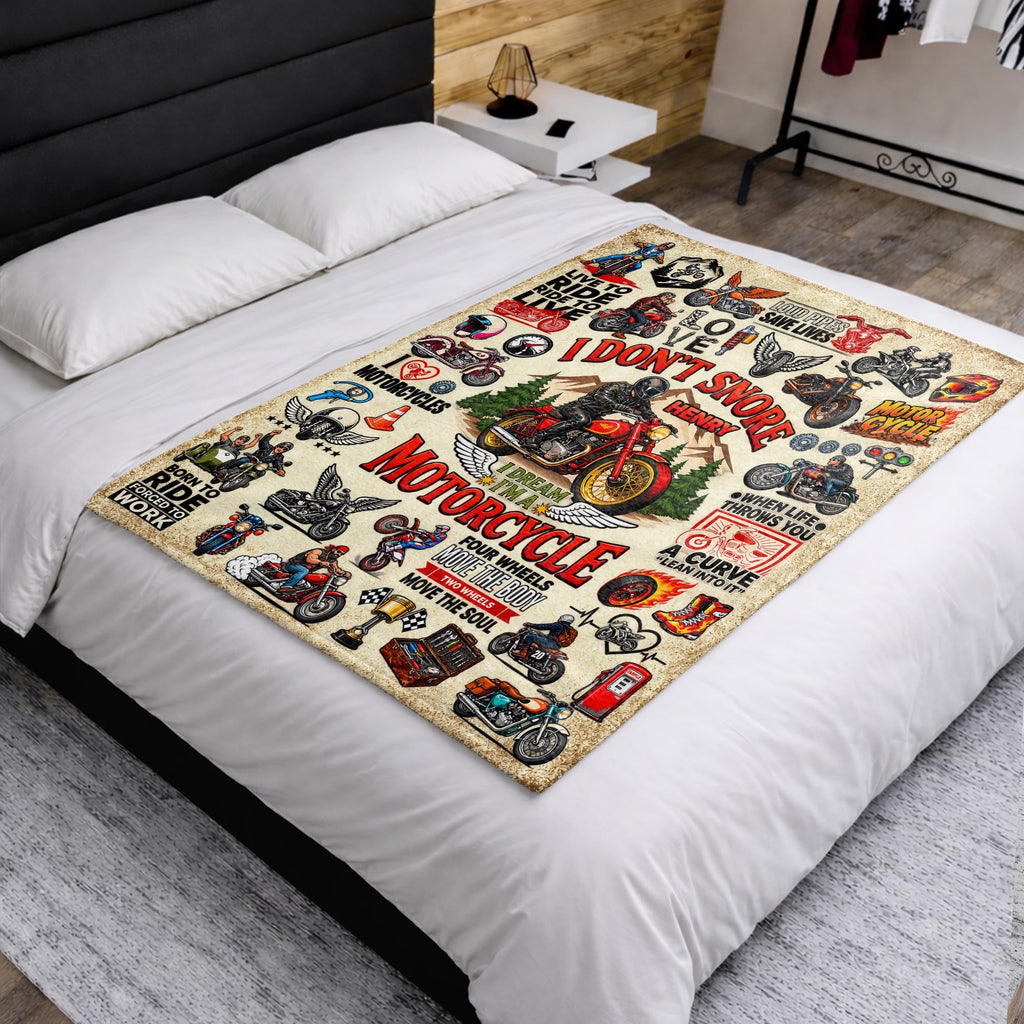 I Don't Snore I Dream I'm A Motorcycle, Personalized Blanket, Gift For Him - 9