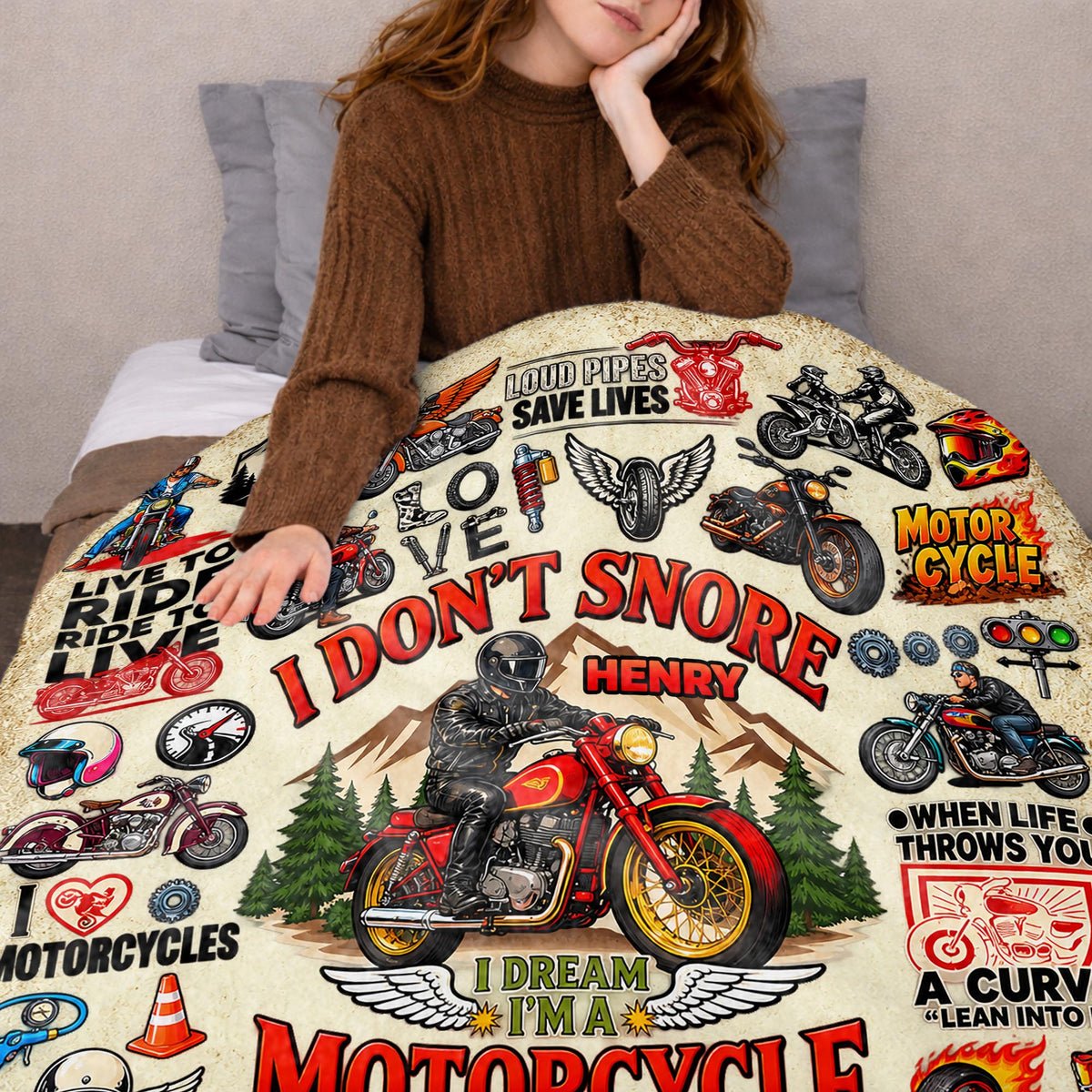 I Don't Snore I Dream I'm A Motorcycle, Personalized Blanket, Gift For Him - 11