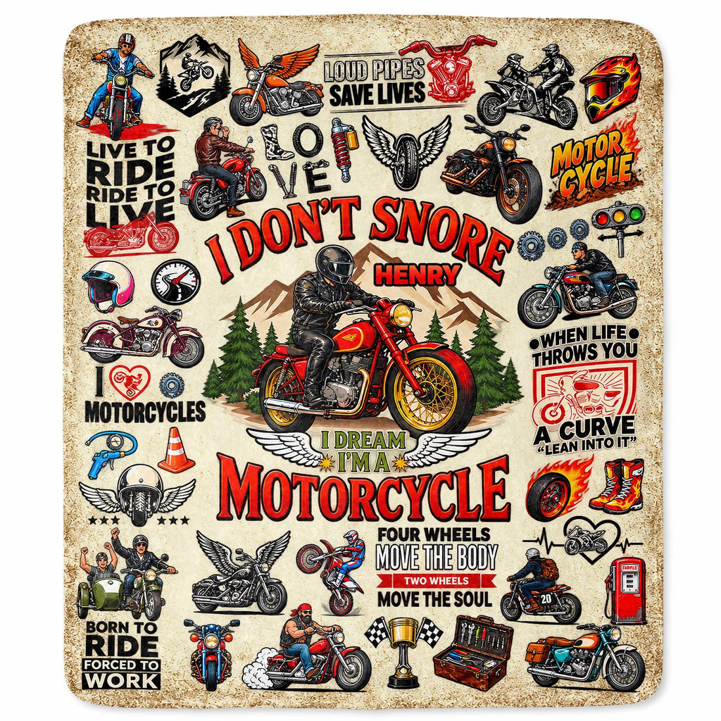 I Don't Snore I Dream I'm A Motorcycle, Personalized Blanket, Gift For Him - 12