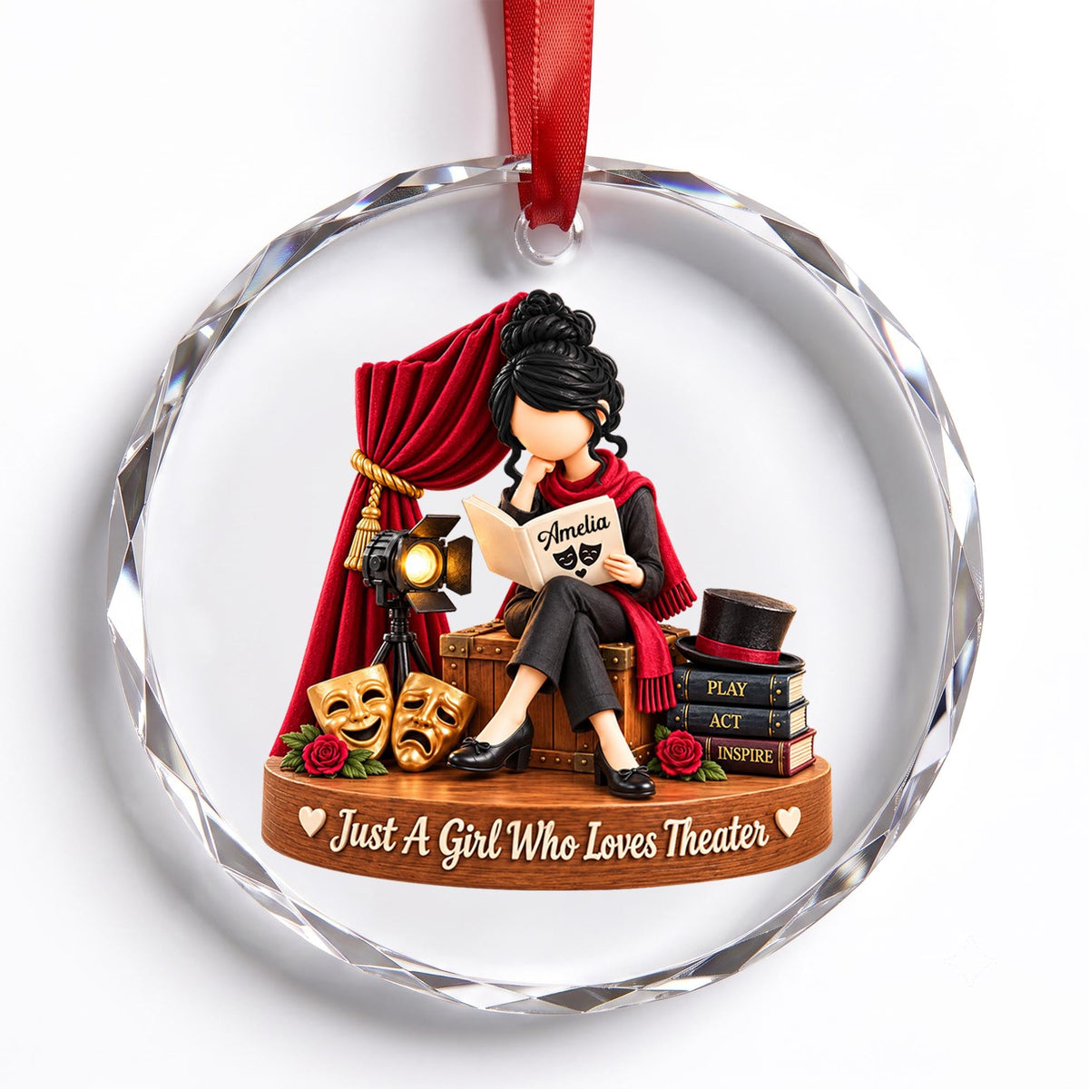 Just A Girl Who Loves Theater, Circle Glass Ornament, Gift For Actresses - 10