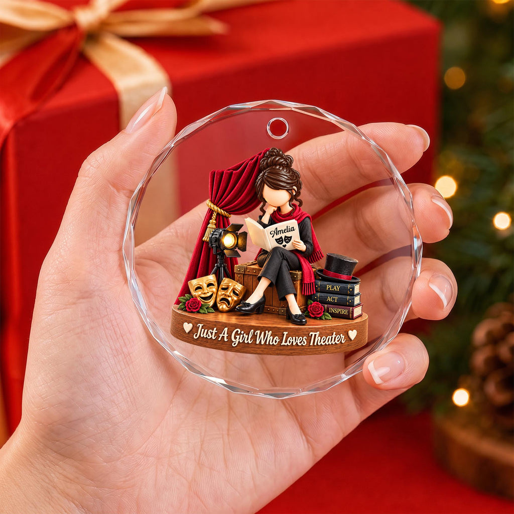 Just A Girl Who Loves Theater, Circle Glass Ornament, Gift For Actresses - 4