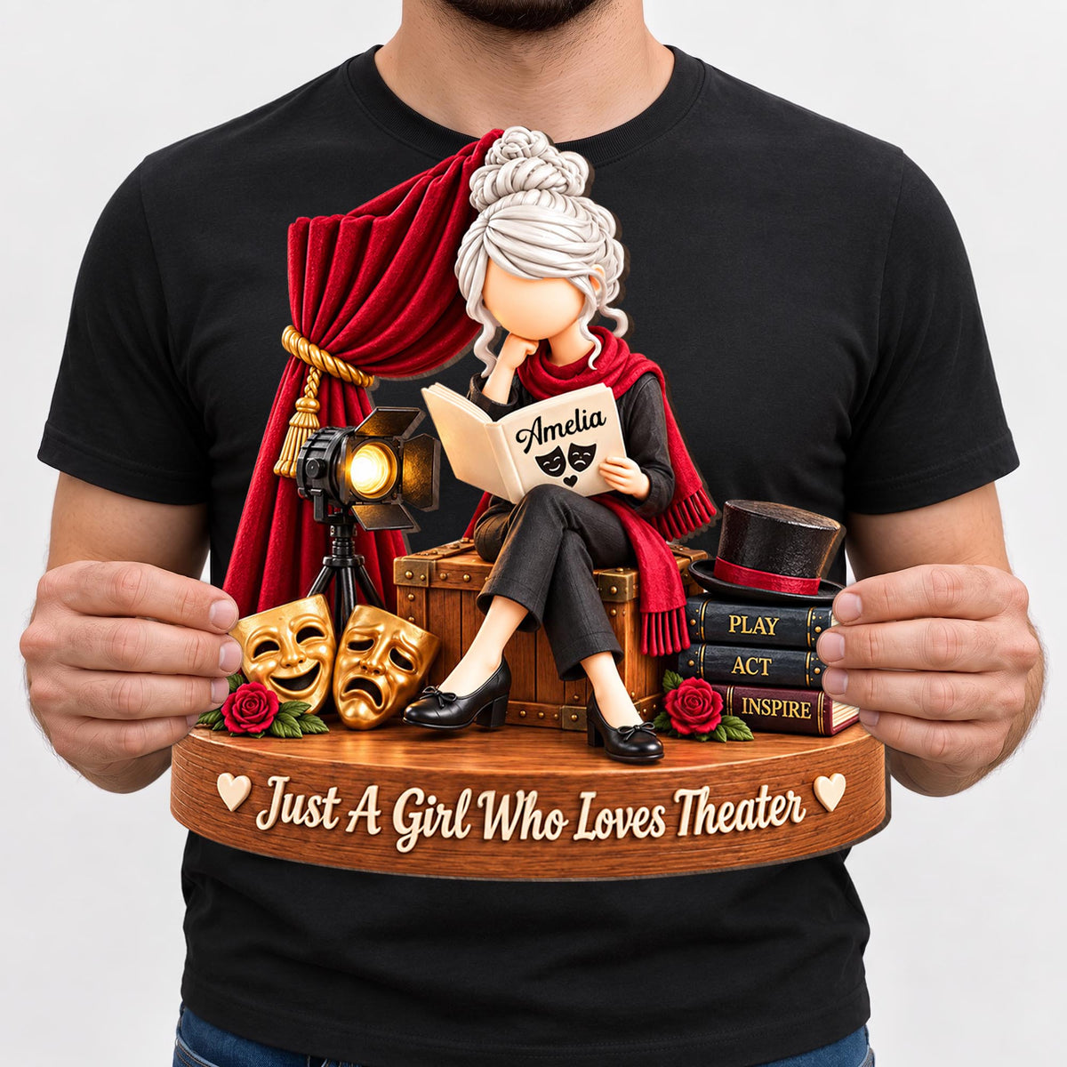 Just A Girl Who Loves Theater, Wood Sign, Gift For Theater Lovers - 3