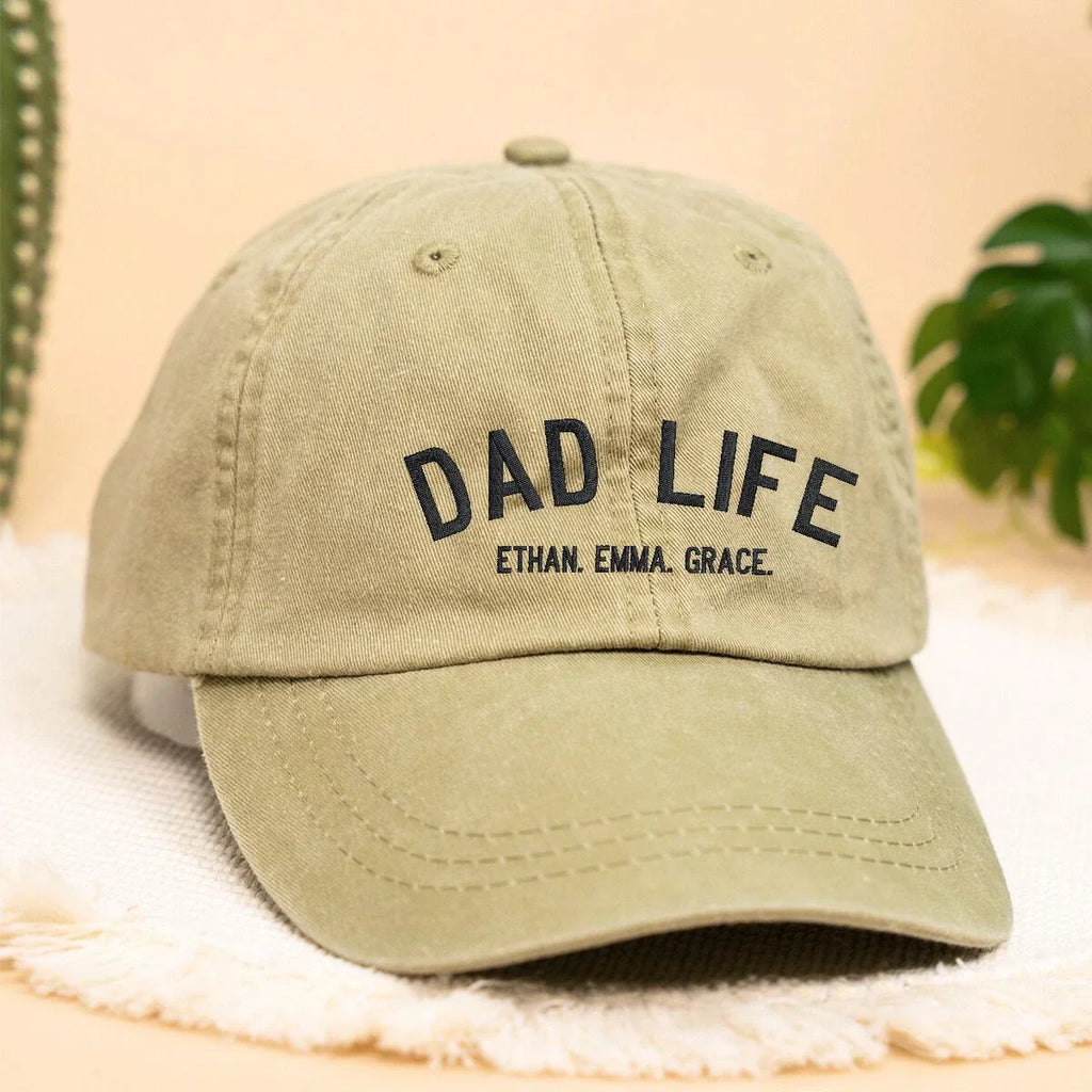 Custom Dad Life Hat with Kid Name, Personalized Embroidered Gift for Dad Father's Day