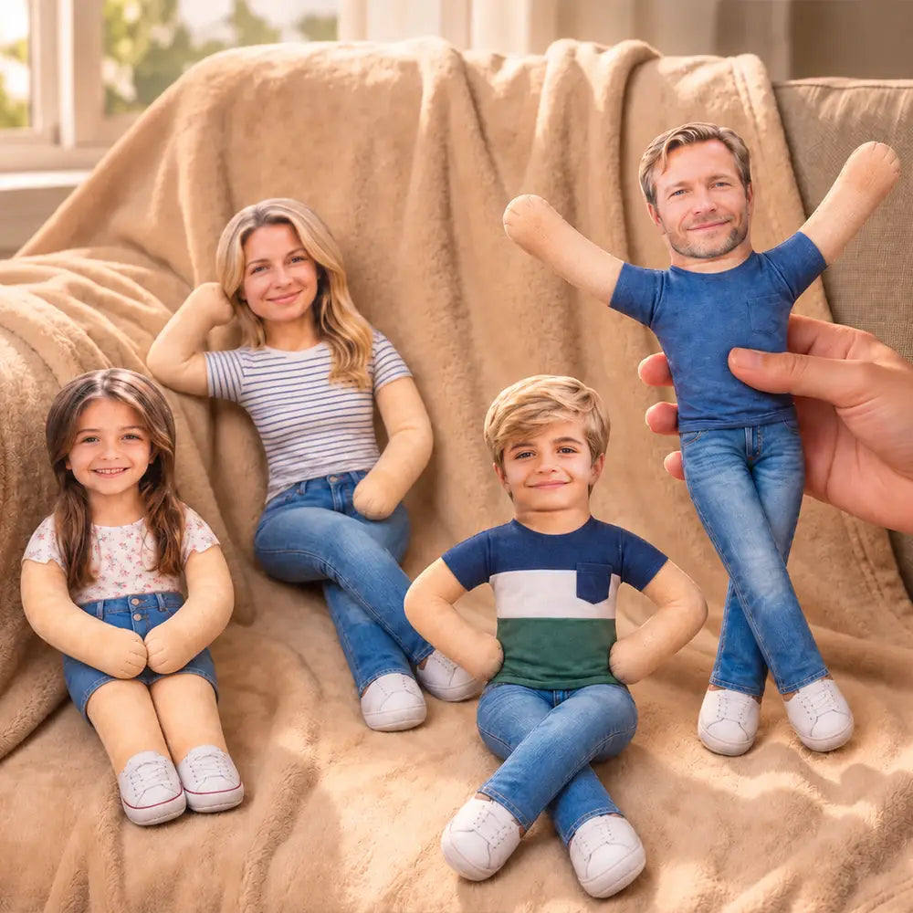 Personalized Photo Squishy Plush Doll, Waving Family Portrait, Unique Gift for Mom, Dad & Kids - 4