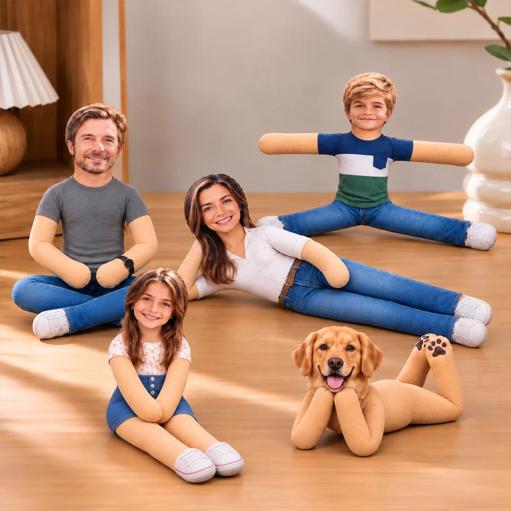 Personalized Photo Squishy Plush Doll, Waving Family Portrait, Unique Gift for Mom, Dad & Kids - 7