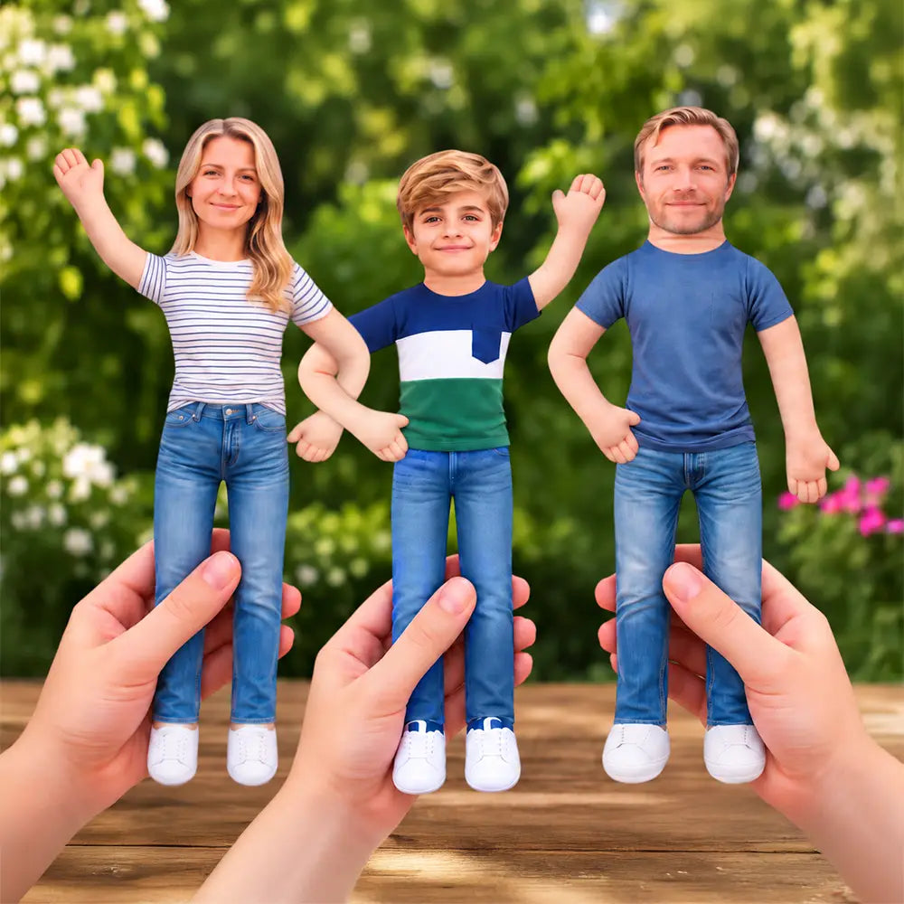 Personalized Photo Squishy Plush Doll, Waving Family Portrait, Unique Gift for Mom, Dad & Kids - 1