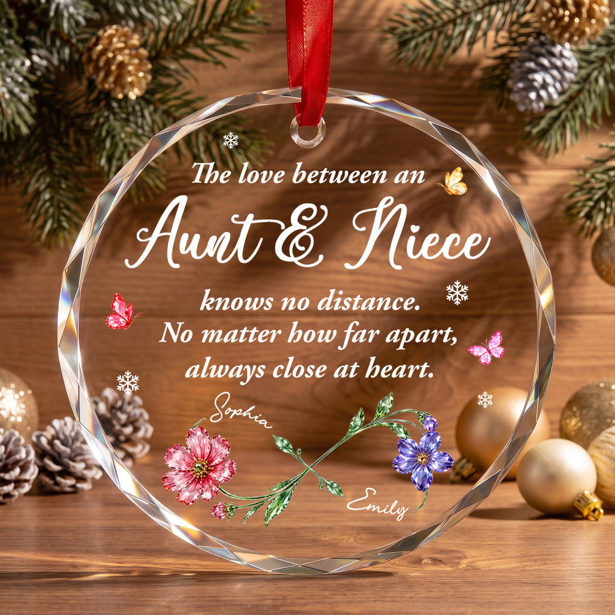 The Love Between An Aunt And Niece, Glass Ornament, Gift For Family - 1