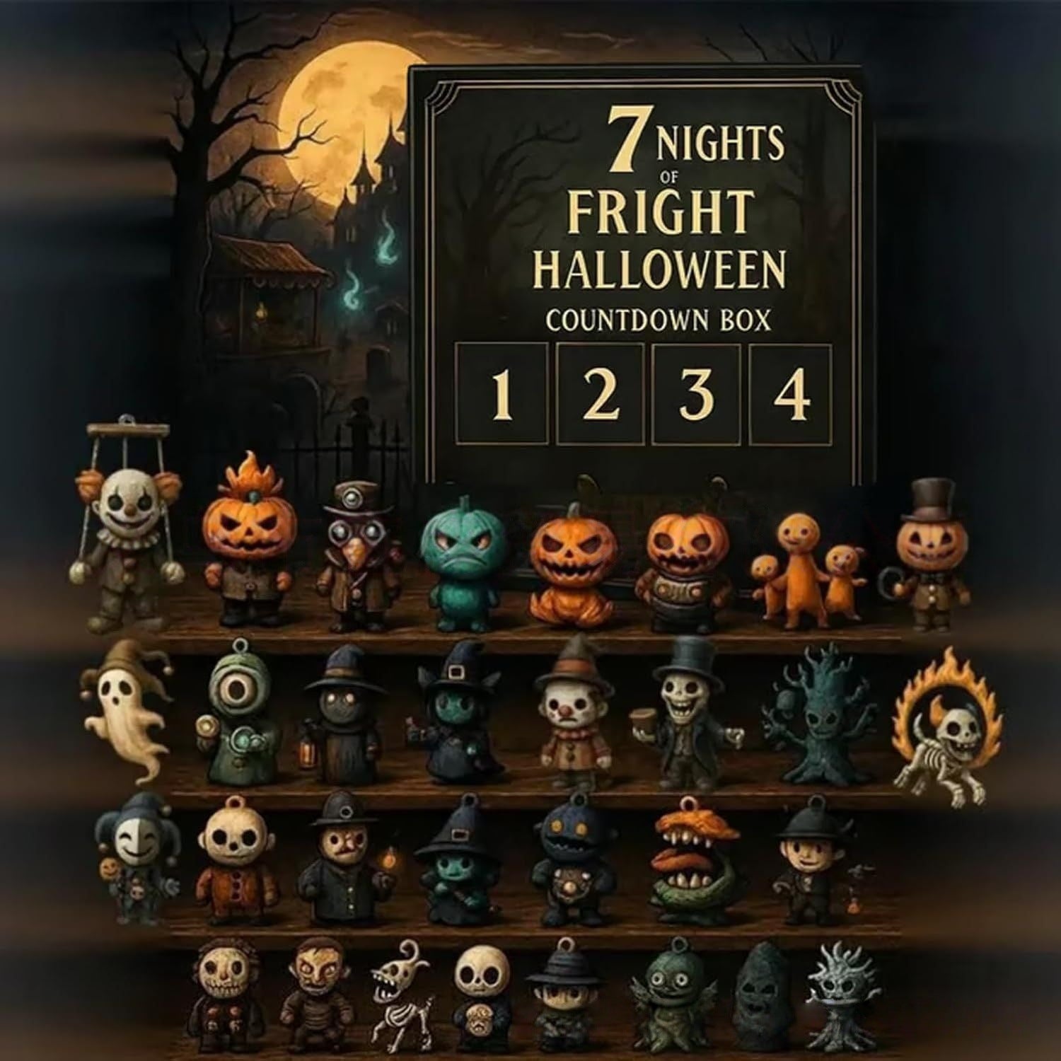 2026 Halloween Advent Calendar with 31 Surprise Blind Bags, Mini Figures, Charms & Decorations for Horror Fans