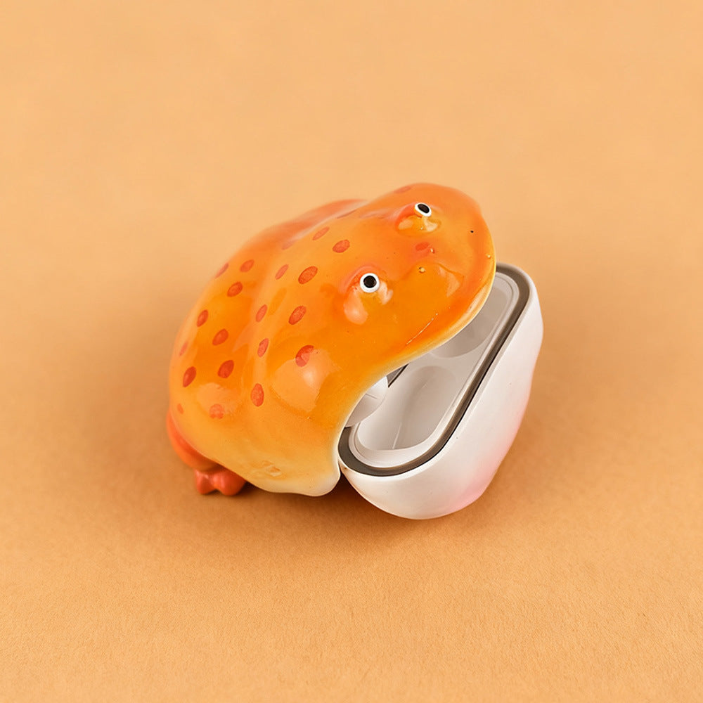 Creative Bowknot Crown Frog Earphone Case