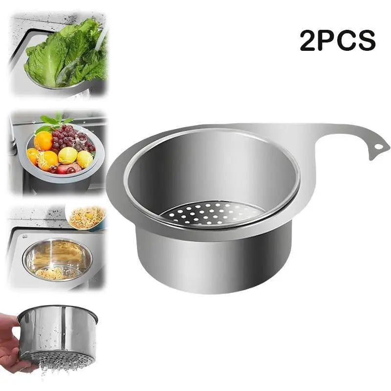 Stainless Steel Swan Sink Strainer Basket, Hanging Drain Filter for Fruit, Vegetables & Kitchen Sink Storage