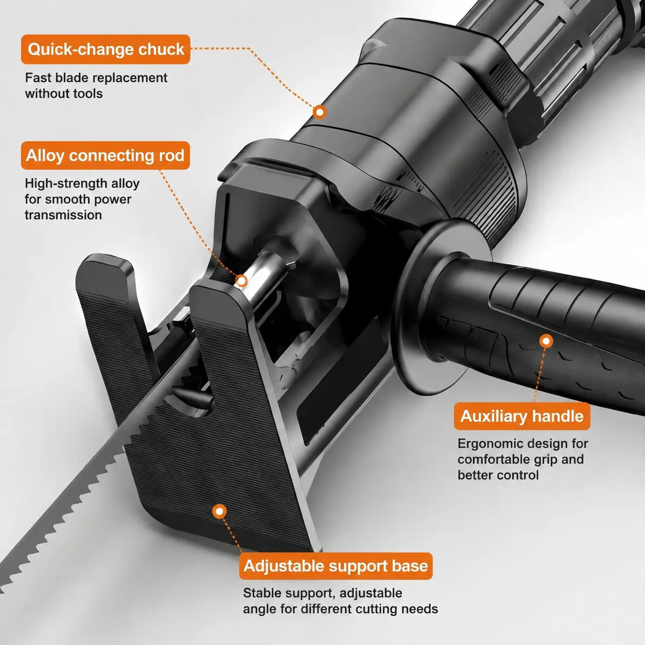 1 Count Reciprocating Saw Attachment for Drill, DIY Tool for Home Renovation, Wood & PVC Cutting Helper