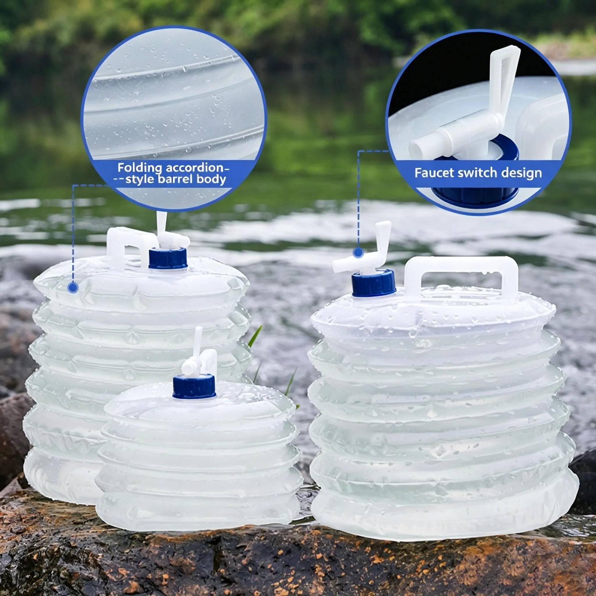 Large-Capacity Collapsible Water Bucket with Handle, Portable Water Container for Camping, Hiking, Picnics & Outdoor Use