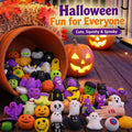 30/60/90-Pack Halloween Squishy Toys with Pumpkin, Ghost & Bat Shapes for Party Favors & Classroom Rewards
