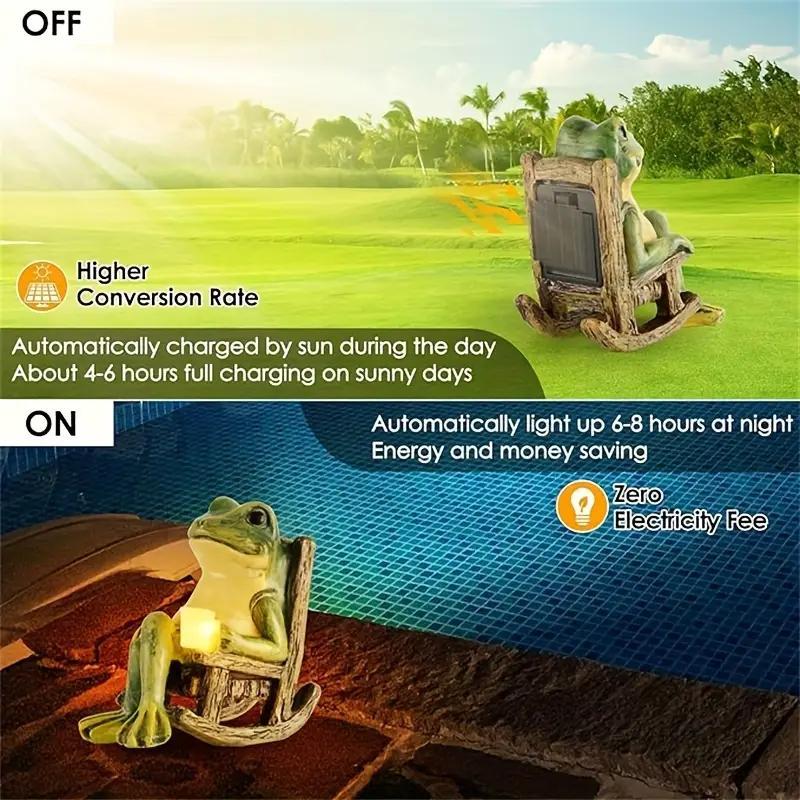 Solar Powered Mini Frog Garden Statue, Frog Design Garden Decoration, Garden Sculpture for Indoor & Outdoor Decor, Ideal Gift for Halloween & Christmas, Decorative, Garden Accessories