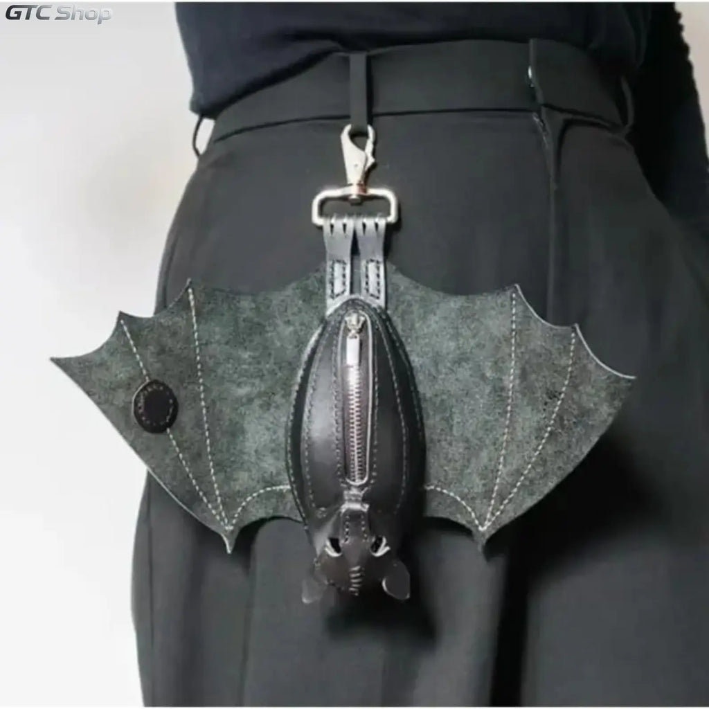 Gothic Bat-Shaped Crossbody Bag with Detachable Strap