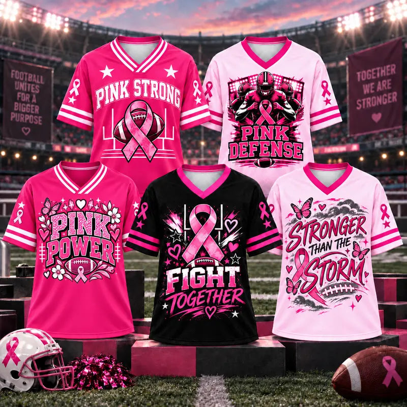 Unisex Pink Ribbon Breast Cancer Awareness Football Jersey