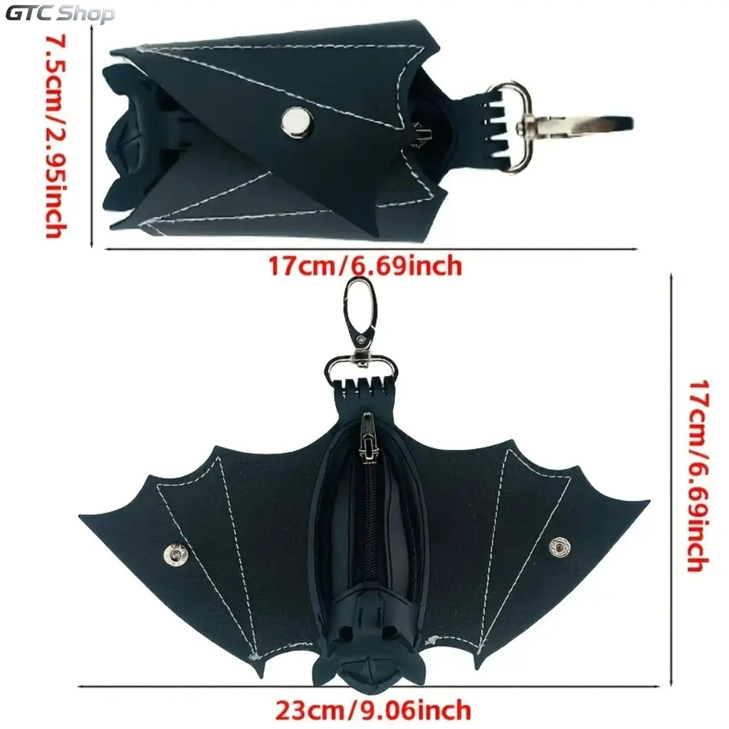 Gothic Bat-Shaped Crossbody Bag with Detachable Strap