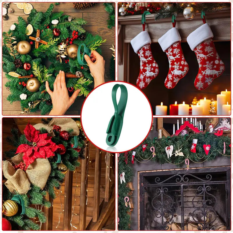 12/24-Pack Reusable 7.87-Inch Silicone Christmas Garland Hooks