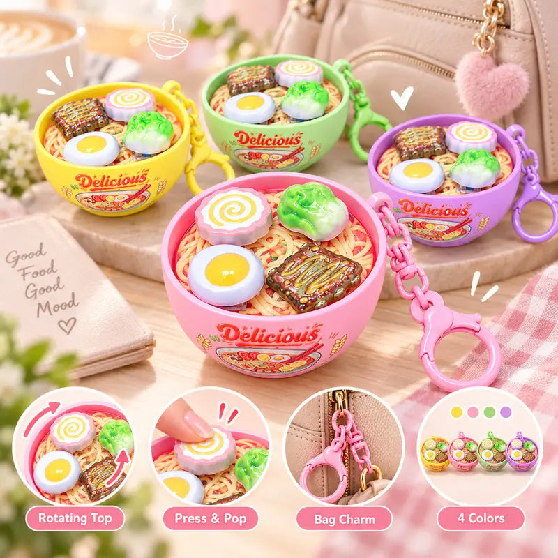 Cute Ramen Bowl Spinning Fidget Toy Keychain