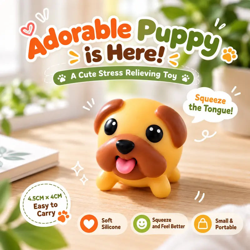 Funny Squeeze-to-Pop Tongue Pug Fidget Toy