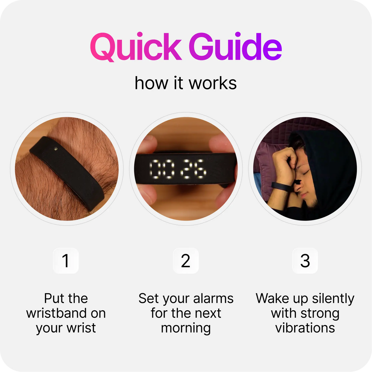 Onyx Silent Vibrating Wrist Alarm Clock – 3 Alarms, 2 Vibration Levels, 14+ Day Battery