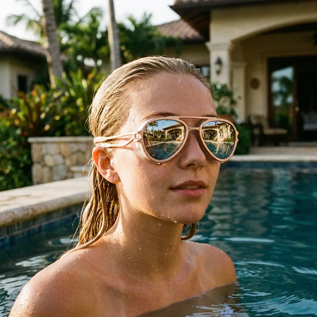 Yeomoo Retro Aviator Swimming Goggles for Adults, Anti-Fog Leakproof UV Protection, Adjustable Strap with Case - Stylish Pool & Beach Goggles for Women/Men
