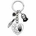 “Just a Girl Who Loves Horror Movies” Gothic Heart Keychain