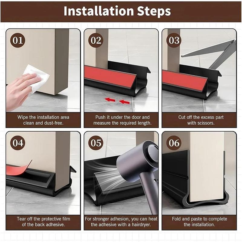 Soundproof Triple Seal Door Draft Stopper Self Adhesive PVC Door Bottom Weather Strip Wind & Noise Insulation Gap Sealing Strip