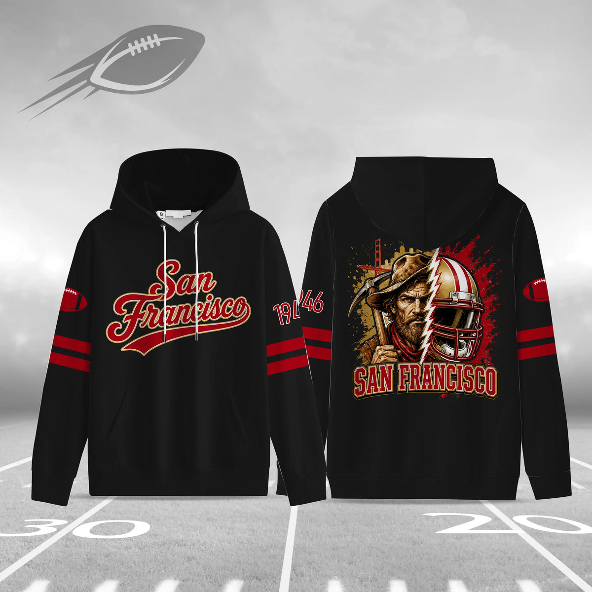 Unisex Football City Graphic Pullover Hoodie
