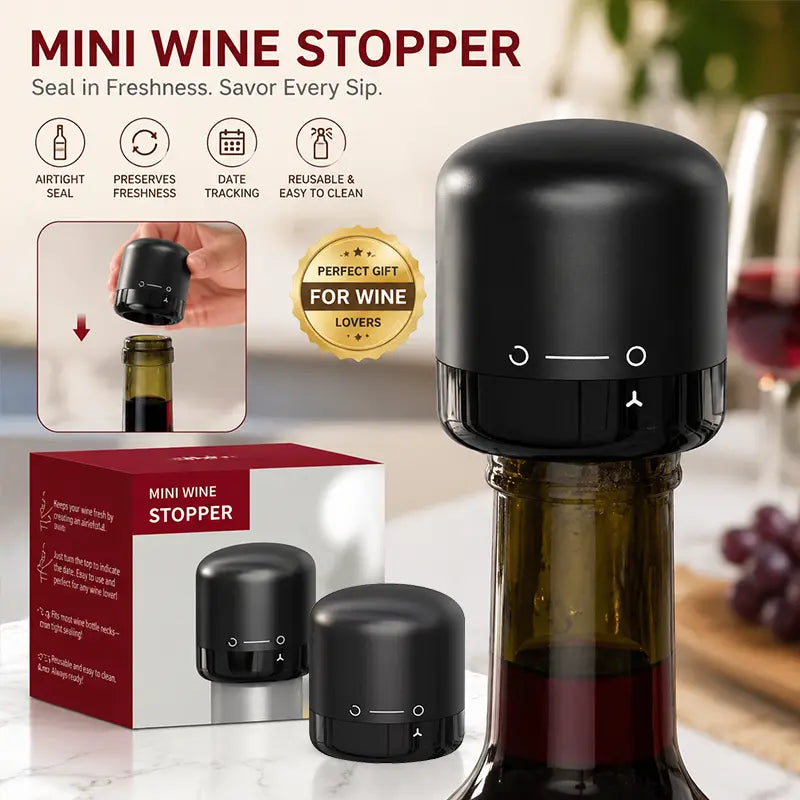 Reusable Vacuum Wine Stopper with Built-In Pump, Leak-Resistant Bottle Sealer for Wine & Champagne