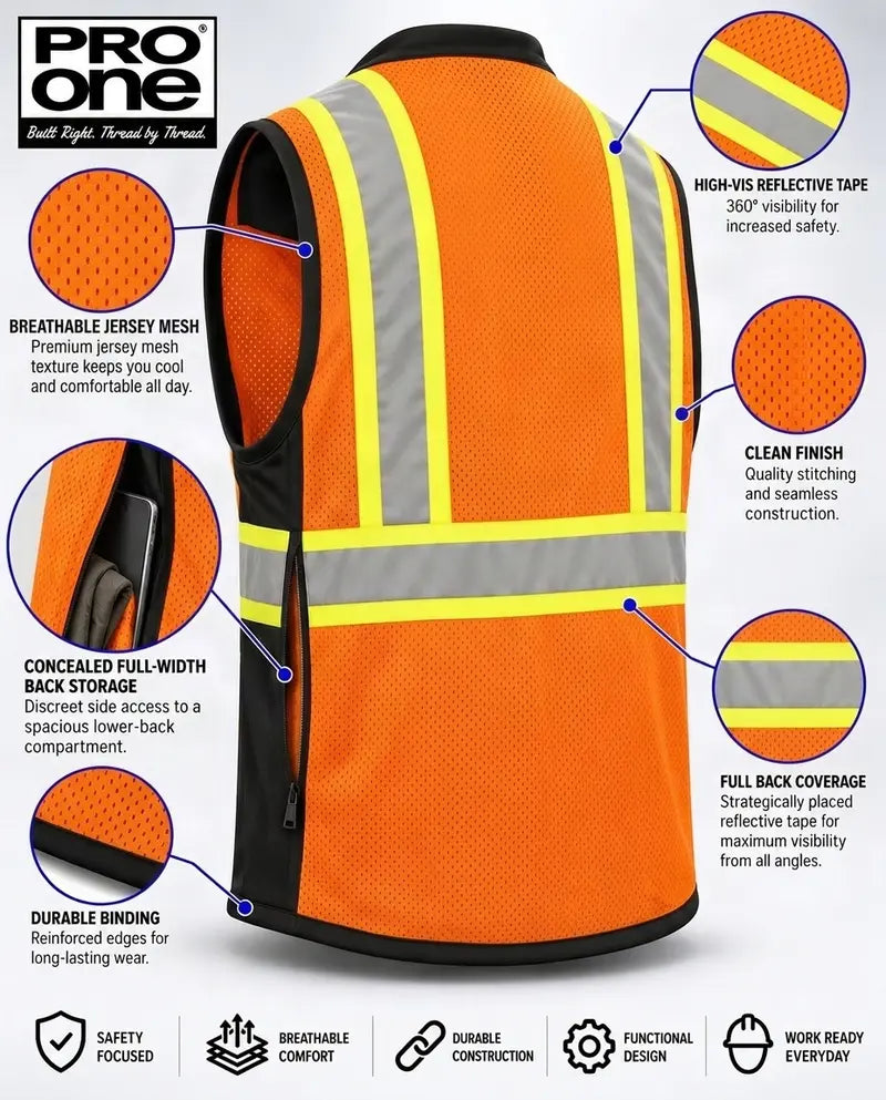 Pro One High-Vis Reflective Safety Vest for Trade Jobs - SV802Z