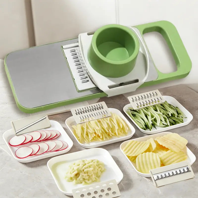 Adjustable Stainless Steel Vegetable Slicer with Multiple Cutting Styles, Comfortable Handle & Easy-Clean Design