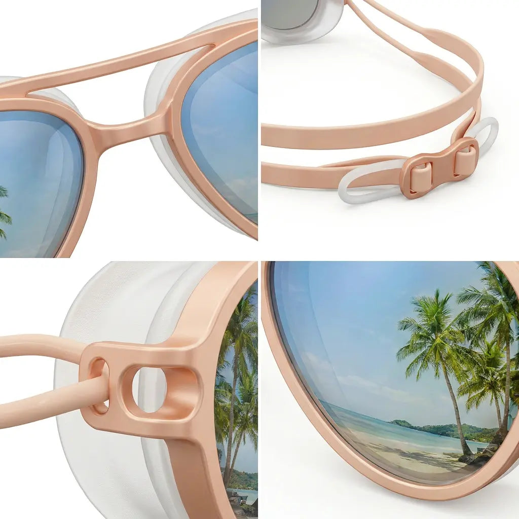 Yeomoo Retro Aviator Swimming Goggles for Adults, Anti-Fog Leakproof UV Protection, Adjustable Strap with Case - Stylish Pool & Beach Goggles for Women/Men