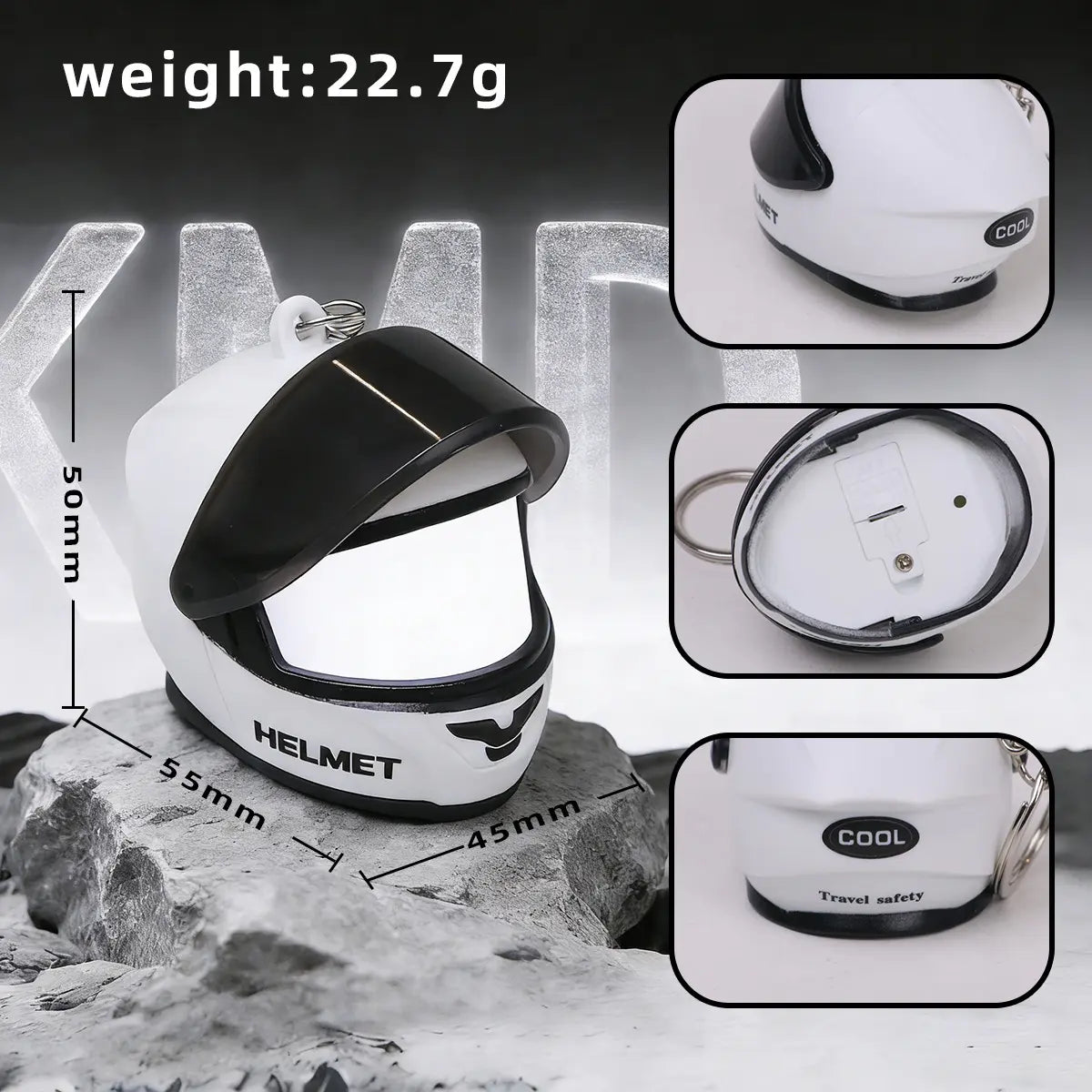 Mini LED Helmet Keychain with Light-Up Visor, Motorcycle Bag Charm & Backpack Pendant Gift for Riders