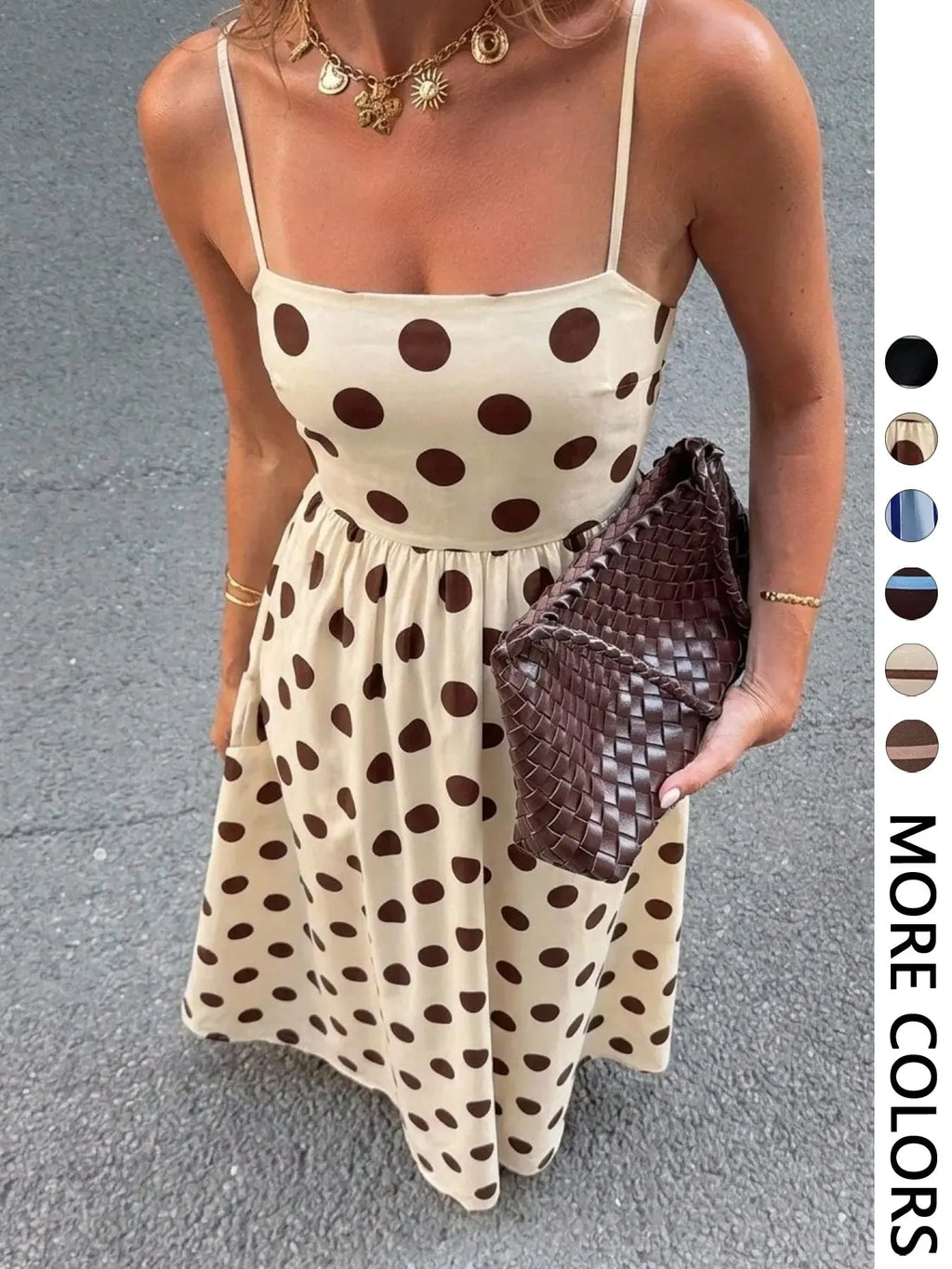Women's Striped Print Casual Lightweight Summer Vacation Square Neck Thin Strap Dress, French Vintage Style, Perfect for Holidays