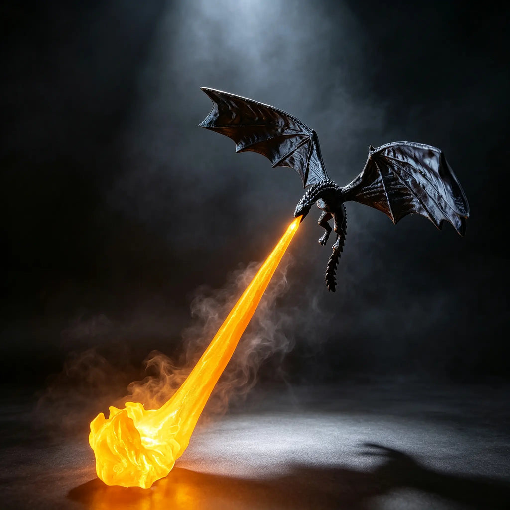 3D Printed Dragon Flame Book Nook with LED Light, Fantasy Bookshelf Decor & Gift for Book Lovers
