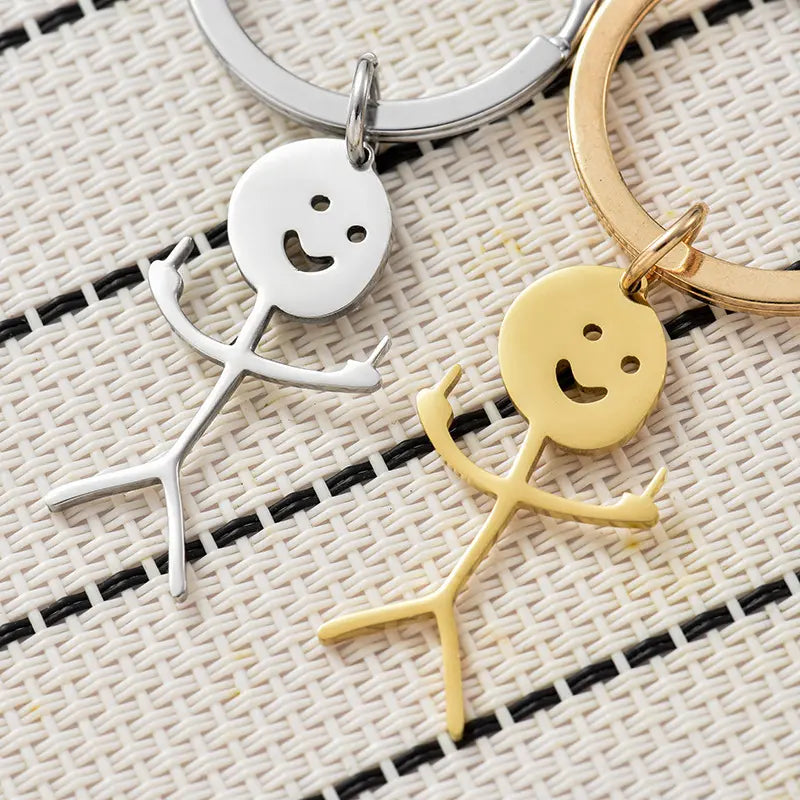 Cartoon Figure Shaped Keychain for Men & Women, Stainless Steel Keychain, Metal Key Chain, Cute Key Ring