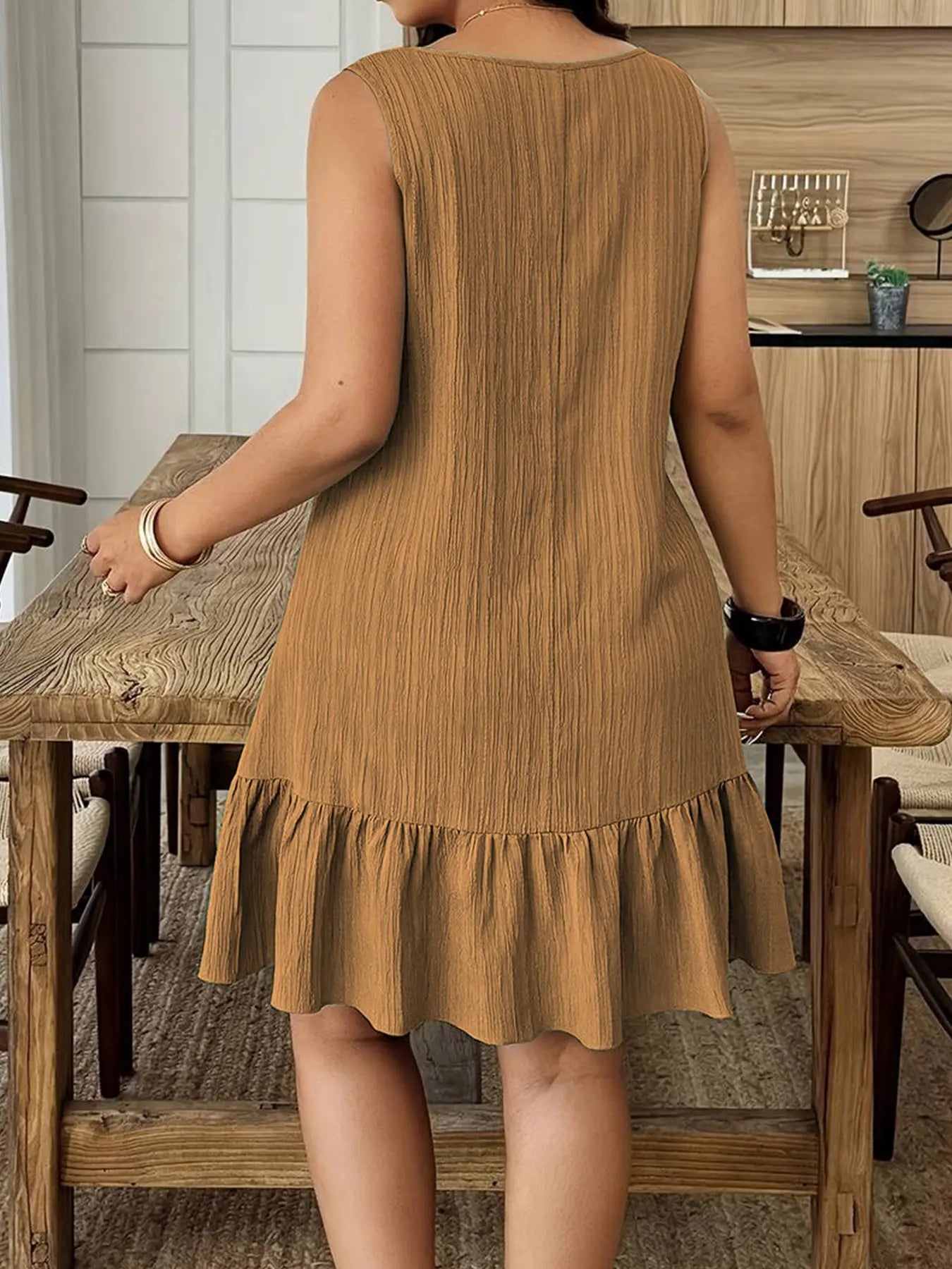 Women's Sleeveless Asymmetrical Neck Dress, French Chic Casual Sundress for Office, Vacation & Everyday Summer Wear