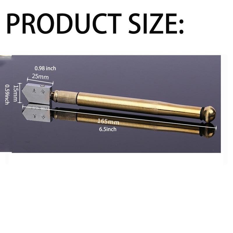 Glass Cutter with Diamond Head & Steel Blade for 3-15mm Glass, Anti-Slip Handle Tool for Precision Cutting Work