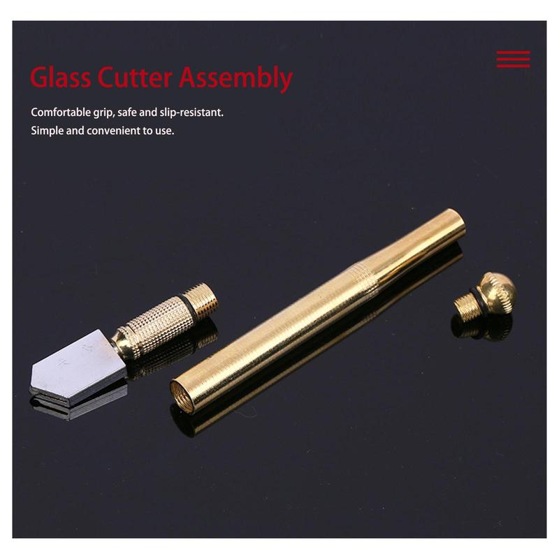 Glass Cutter with Diamond Head & Steel Blade for 3-15mm Glass, Anti-Slip Handle Tool for Precision Cutting Work