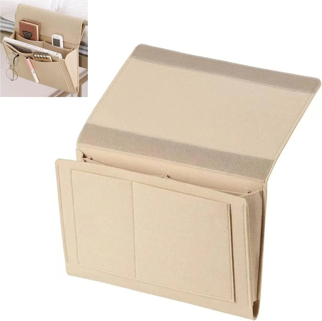 5-Pocket Felt Bedside Caddy – Beige