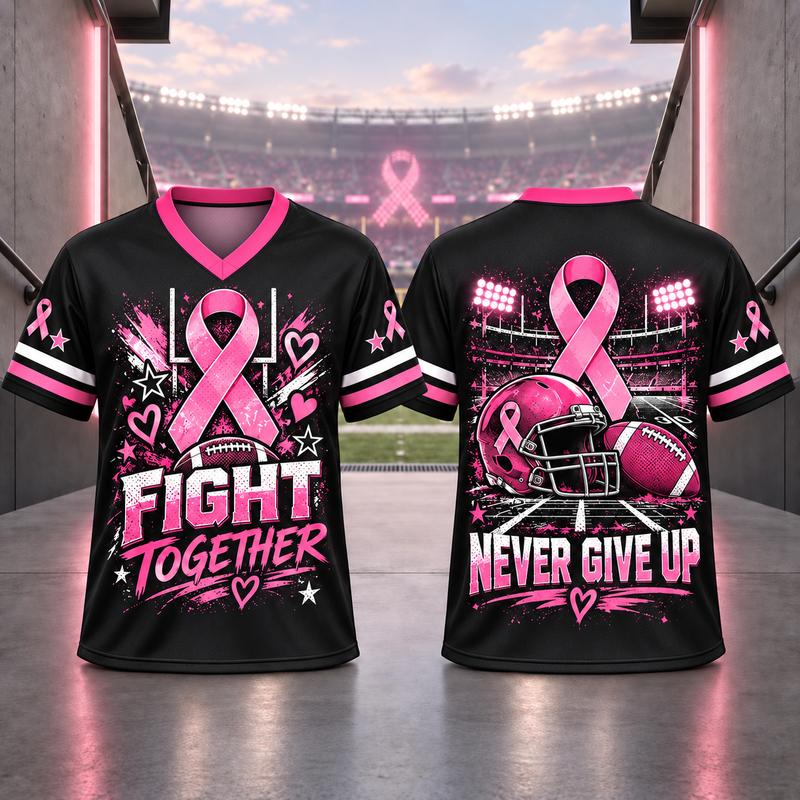 Unisex Pink Ribbon Breast Cancer Awareness Football Jersey
