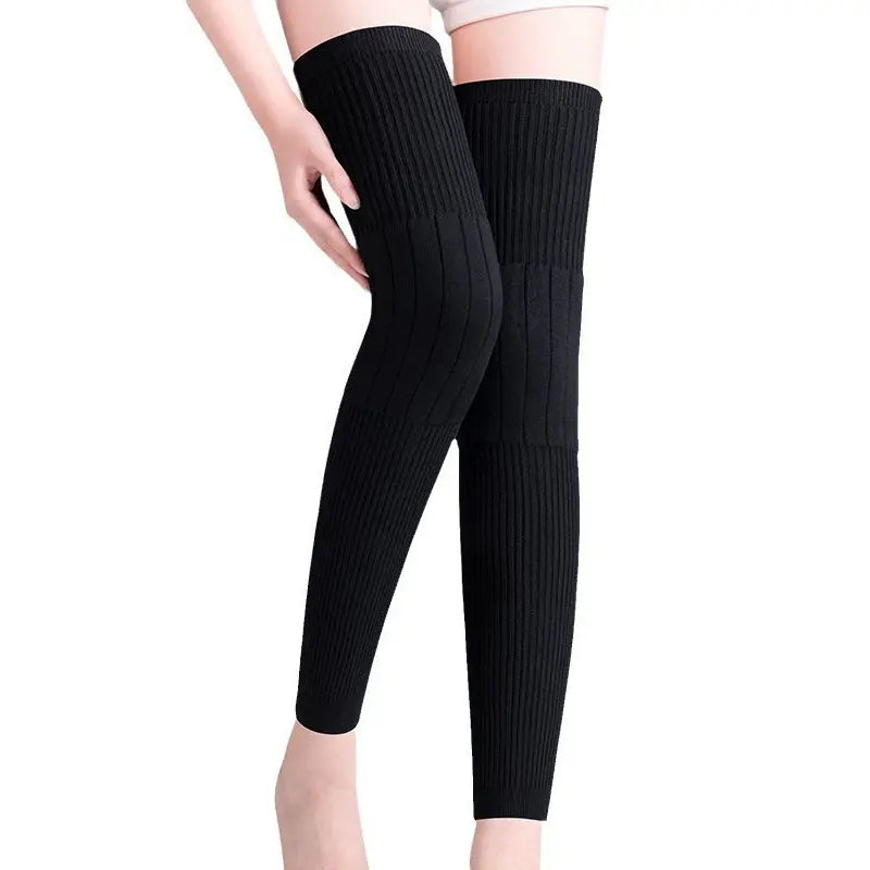 Unisex Wool-Lined Anti-Slip Long Knee Warmers – One Size