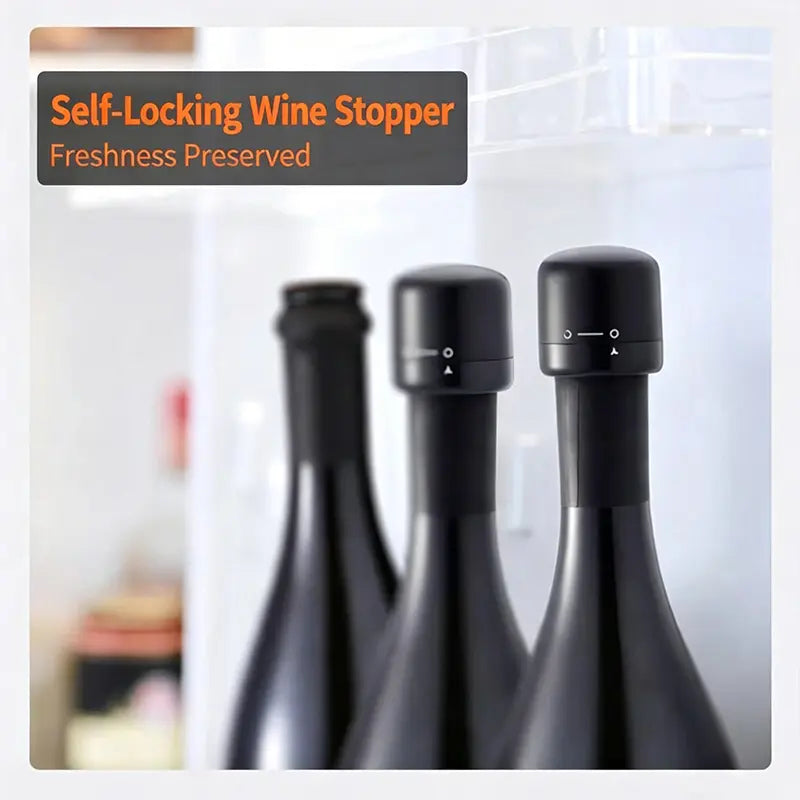 Reusable Vacuum Wine Stopper with Built-In Pump, Leak-Resistant Bottle Sealer for Wine & Champagne