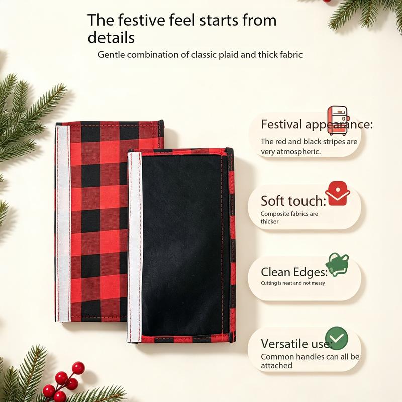 2/4/6-Pack Plush Plaid Christmas Appliance Handle Covers