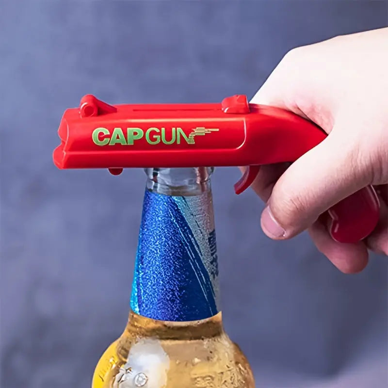 Cap Gun Beer Bottle Opener, Fun Bottle Cap Launcher for Parties, BBQs, Home Bars & Outdoor Gatherings