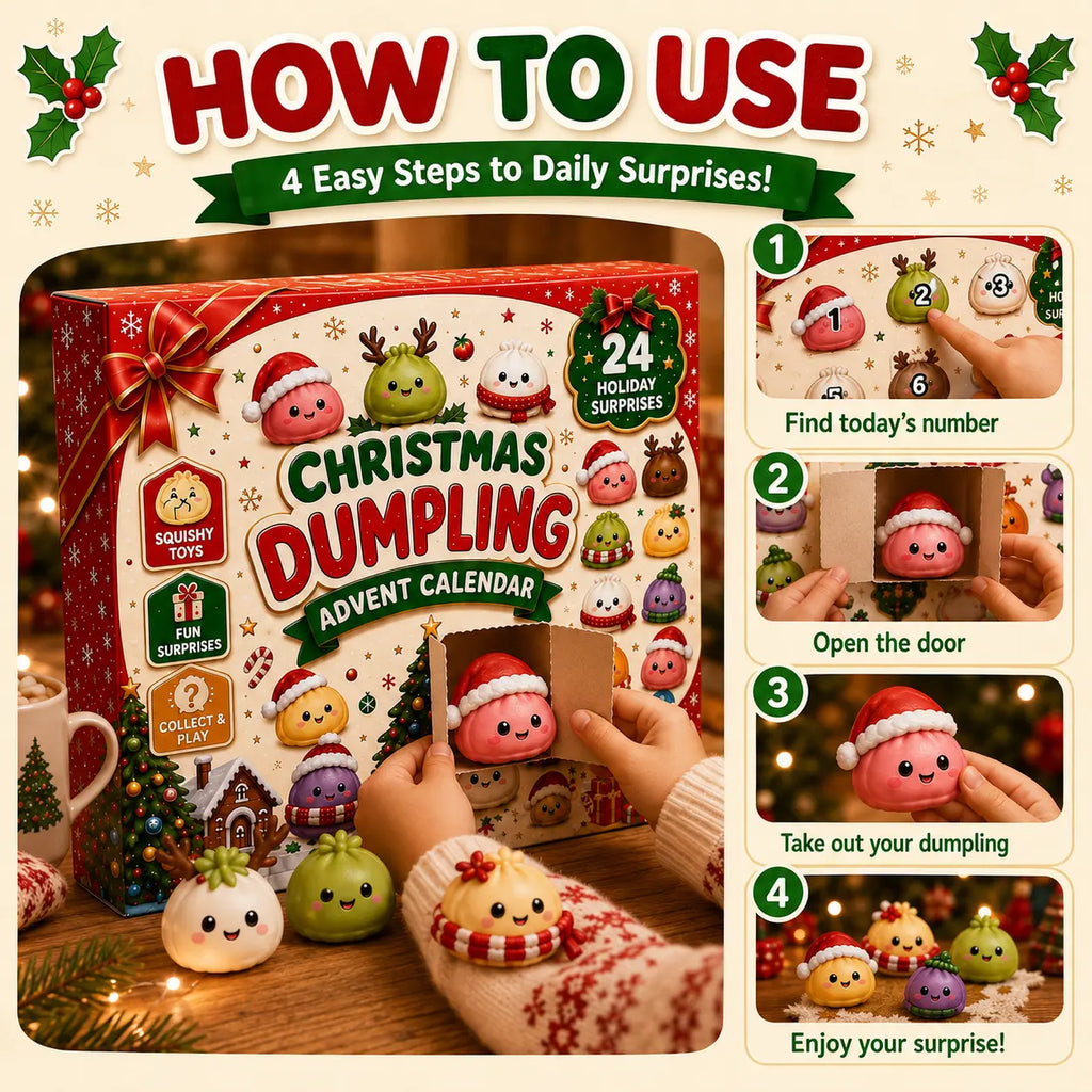 2026 Christmas Squishy Advent Calendar with 24 Dumpling Squeeze Toys, Glitter Fidget Gifts for Kids